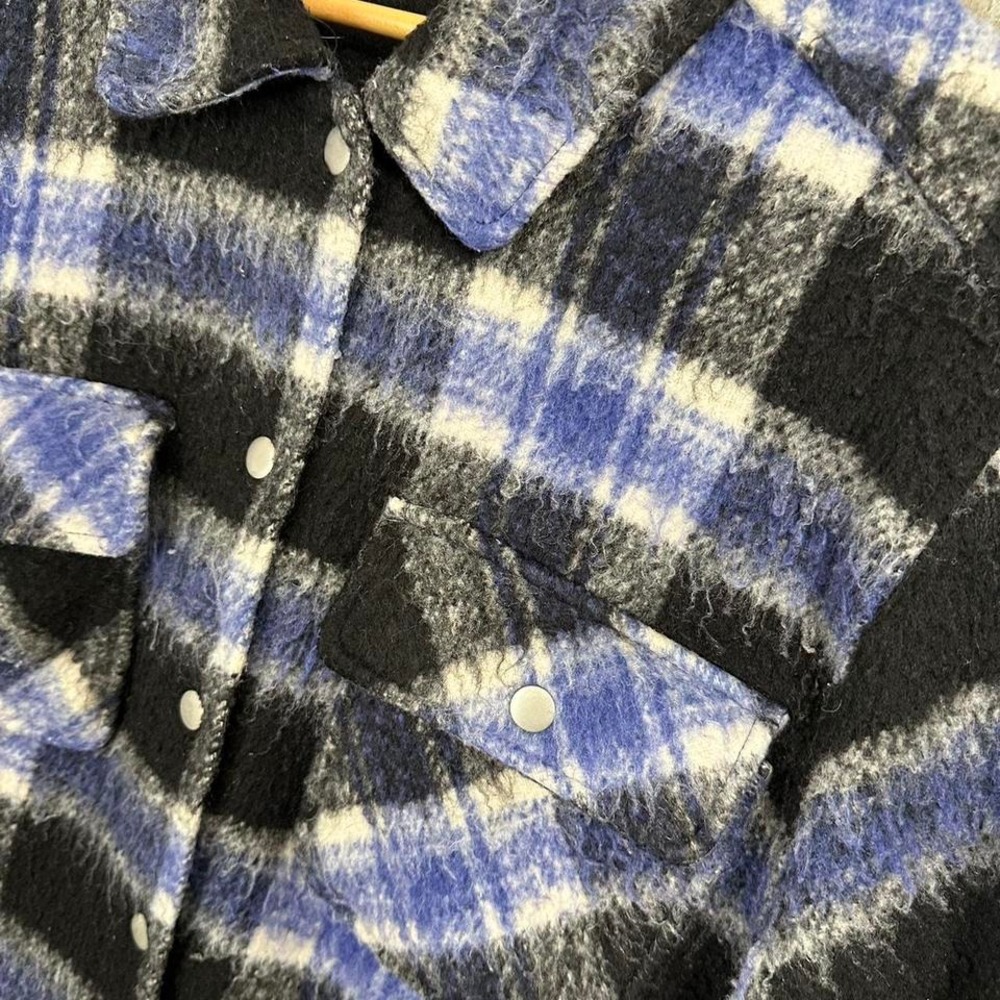 oversized plaid flannel button-up jacket with fleece lining Woman's 2XL #grunge - Picture 2 of 6